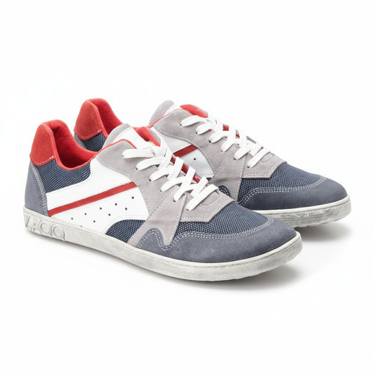 coole Barfußschuhe in modernen Farben dunkelblau, grau, weiß, rot